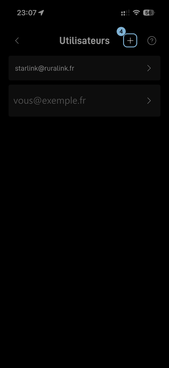 la liste des utilisateurs du compte